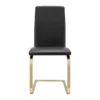 Black Faux Leather And Brushed Gold Cantilever Side Chair-Set Of 2