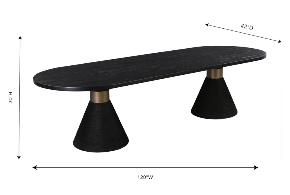 Roma Black Rope 120" Double Pedestal Dining Table 8 Roma Black Rope 120" Double Pedestal Dining Table - Image 8