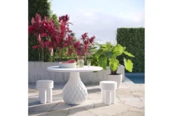 Valmar Concrete 35" Round Dining Table -KitchenCraft Store 275949 white concrete dining table room 86