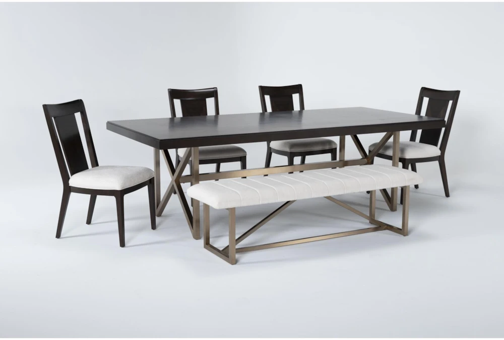 Palladium 96" Dining With Bench & 4 Back Side Chairs Set For 6 2 Palladium 96" Dining With Bench & 4 Back Side Chairs Set For 6 - Image 2