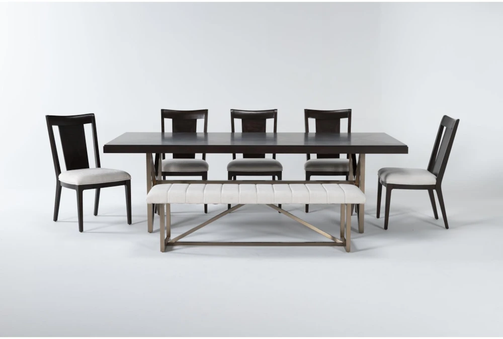 Palladium 96" Dining With 5 Back Side Chairs & Bench Set For 8 1 Palladium 96" Dining With 5 Back Side Chairs & Bench Set For 8