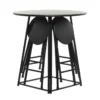 36" Metal Counter Table With 4 Fold Out Stools
