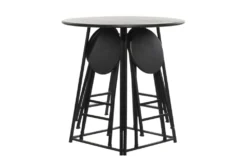 36" Metal Counter Table With 4 Fold Out Stools