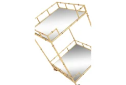 30" Gold + Mirror Bamboo Detail Square Bar Cart 18 30" Gold + Mirror Bamboo Detail Square Bar Cart -KitchenCraft Store 276401 gold multi media bar cart detail 44