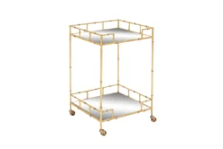 30" Gold + Mirror Bamboo Detail Square Bar Cart 19 30" Gold + Mirror Bamboo Detail Square Bar Cart -KitchenCraft Store 276401 gold multi media bar cart material 76