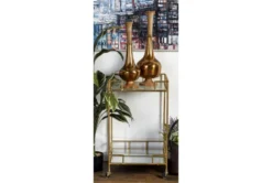 30" Gold + Mirror Bamboo Detail Square Bar Cart 17 30" Gold + Mirror Bamboo Detail Square Bar Cart -KitchenCraft Store 276401 gold multi media bar cart room 85