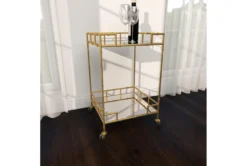 30" Gold + Mirror Bamboo Detail Square Bar Cart 23 30" Gold + Mirror Bamboo Detail Square Bar Cart -KitchenCraft Store 276401 gold multi media bar cart room 89