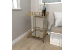 30" Gold + Mirror Bamboo Detail Square Bar Cart 25 30" Gold + Mirror Bamboo Detail Square Bar Cart -KitchenCraft Store 276401 gold multi media bar cart room 91