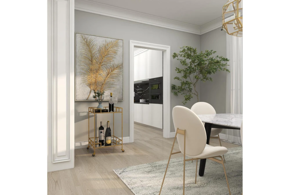 30" Gold + Mirror Bamboo Detail Square Bar Cart 13 30" Gold + Mirror Bamboo Detail Square Bar Cart - Image 13