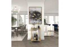 30" Gold + Mirror Bamboo Detail Square Bar Cart 29 30" Gold + Mirror Bamboo Detail Square Bar Cart -KitchenCraft Store 276401 gold multi media bar cart room 95