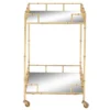 30" Gold + Mirror Bamboo Detail Square Bar Cart