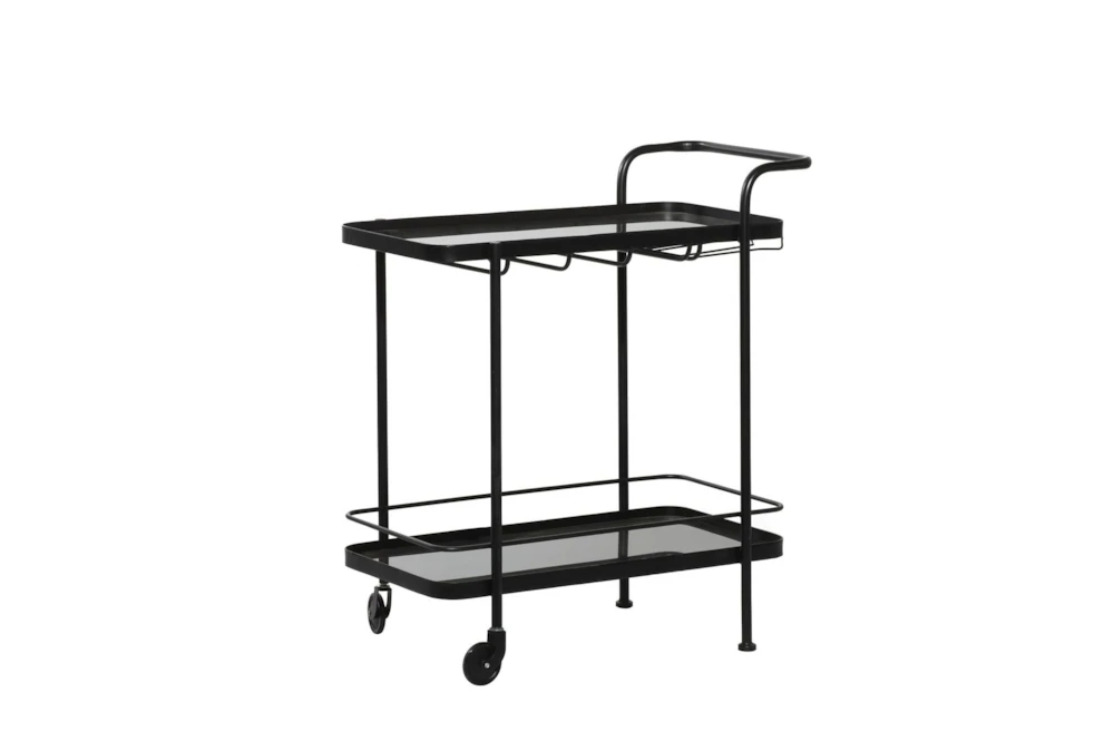 Black Metal + Glass Bar Cart 1 Black Metal + Glass Bar Cart