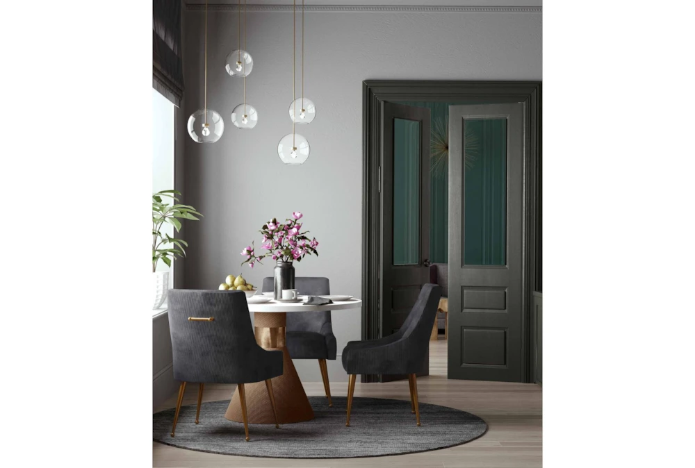 Rosalind Pleated Back Grey Velvet Dining Chair 7 Rosalind Pleated Back Grey Velvet Dining Chair - Image 7