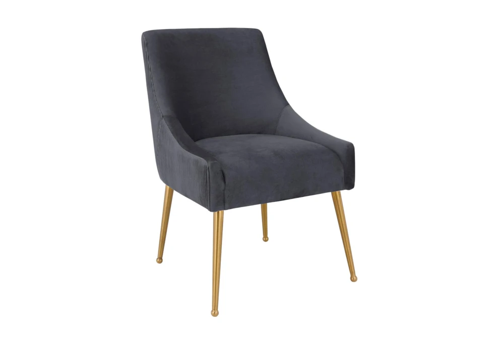 Rosalind Pleated Back Grey Velvet Dining Chair 3 Rosalind Pleated Back Grey Velvet Dining Chair - Image 3