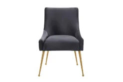 Rosalind Pleated Back Grey Velvet Dining Chair