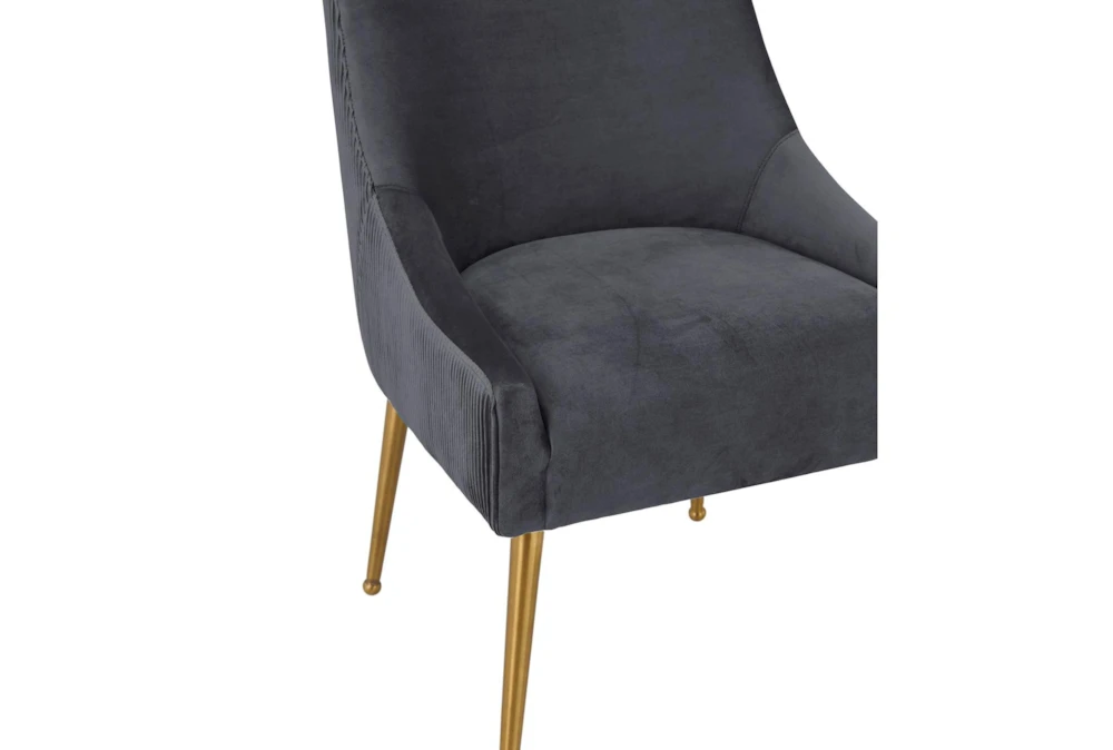Rosalind Pleated Back Grey Velvet Dining Chair 4 Rosalind Pleated Back Grey Velvet Dining Chair - Image 4