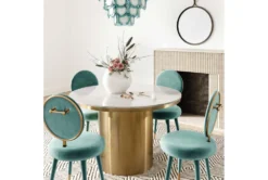 Viola Sea Blue Velvet Dining Chair -KitchenCraft Store 277098 blue fabric dining chair room 85