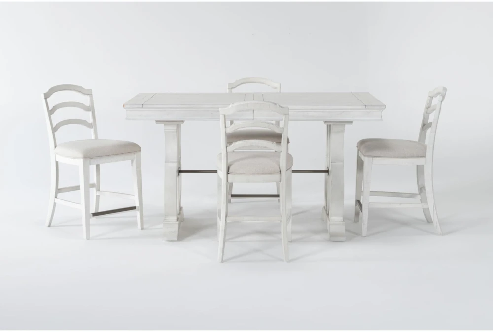 Martin 66" Counter With Wood Back Stools Set For 4 1 Martin 66" Counter With Wood Back Stools Set For 4