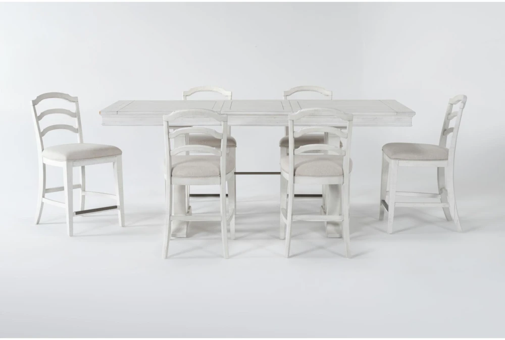 Martin 66" Counter With Wood Back Counter Stools Set For 6 1 Martin 66" Counter With Wood Back Counter Stools Set For 6