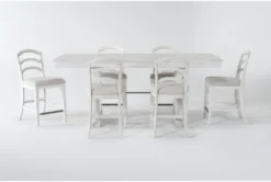 KitchenCraft Store 15 Martin 66" Counter With Wood Back Counter Stools Set For 6