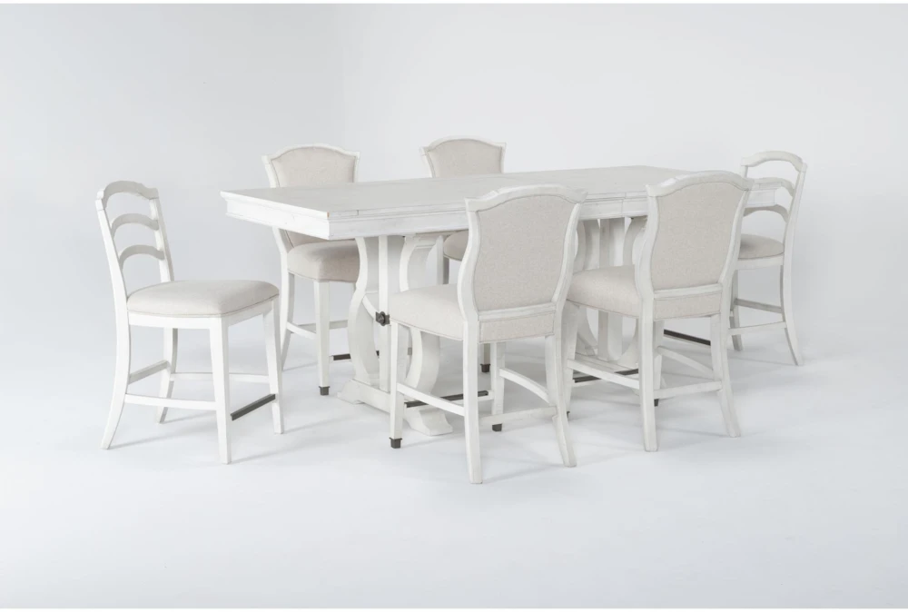 Martin 66" Counter With Upholstered And Wood Back Counter Stools Set For 6 2 Martin 66" Counter With Upholstered And Wood Back Counter Stools Set For 6 - Image 2