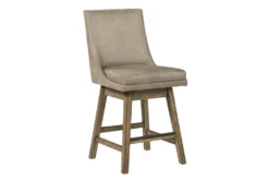 Payson Beige Upholstered Swivel 25" Counter Stool Set Of 2