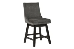 Payson Dark Grey Upholstered Swivel 25" Counter Stool Set Of 2