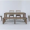 Luis 72"-90" Extension Dining With Wood Back Chairs + Bench Set For 6