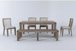 Luis 72"-90" Extension Dining With Wood Back Chairs + Bench Set For 6