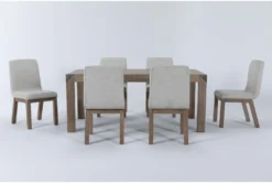 Luis 72"-90" Extension Dining With Upholstered Chairs Set For 6
