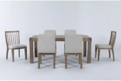 Luis 72"-90" Extension Dining With Upholstered And Wood Back Chairs Set For 6