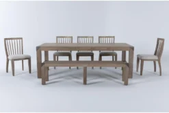 Luis 72"-90" Dining With Wood Back Chairs And Bench Set For 6