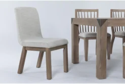 Luis 72"-90" Extension Dining With Wood Back And Upholstered Chairs Set For 6 -KitchenCraft Store 282682 beige wood dining set detail 44