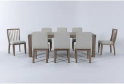 Luis 72"-90" Extension Dining With Upholstered And Wood Back Chairs Set For 8