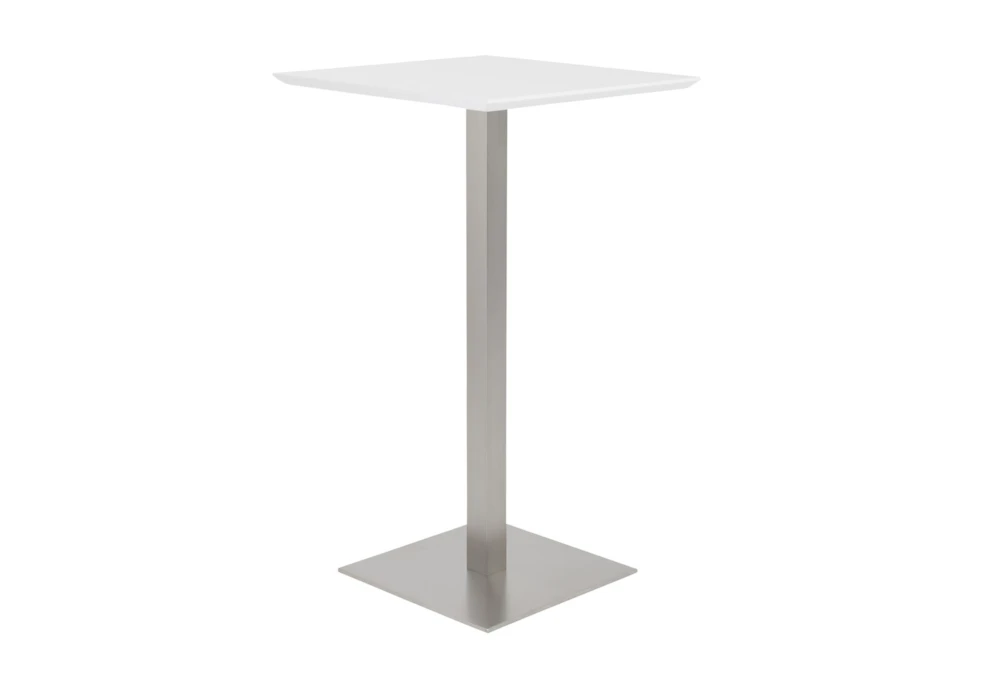 Rascoe Matte White 24" Bar Table With Brushed Stainless Steel Base 3 Rascoe Matte White 24" Bar Table With Brushed Stainless Steel Base - Image 3
