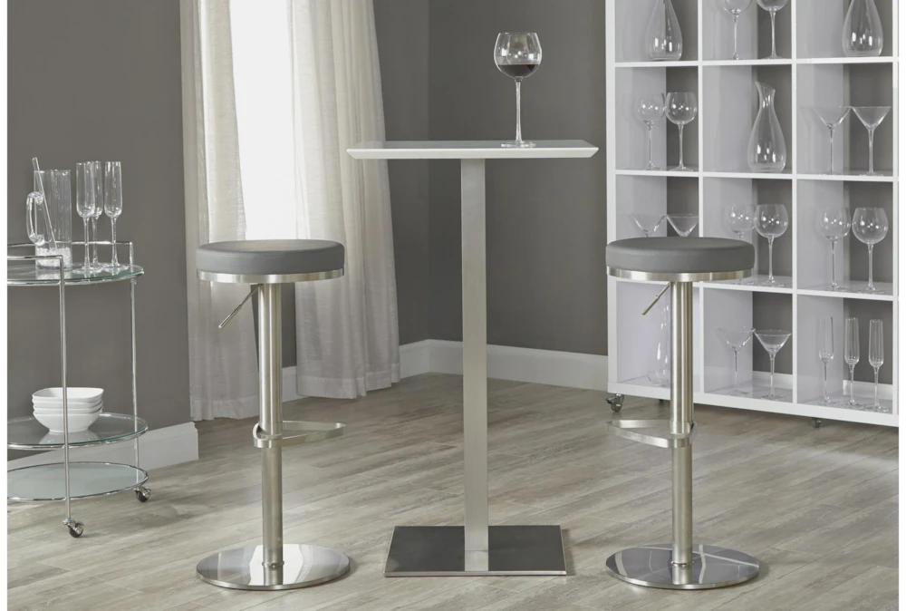 Rascoe Matte White 24" Bar Table With Brushed Stainless Steel Base 5 Rascoe Matte White 24" Bar Table With Brushed Stainless Steel Base - Image 5