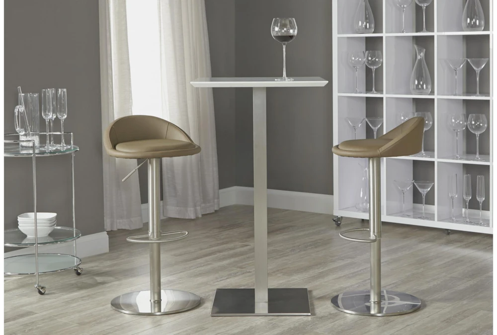 Rascoe Matte White 24" Bar Table With Brushed Stainless Steel Base 6 Rascoe Matte White 24" Bar Table With Brushed Stainless Steel Base - Image 6