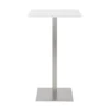 Rascoe Matte White 24" Bar Table With Brushed Stainless Steel Base