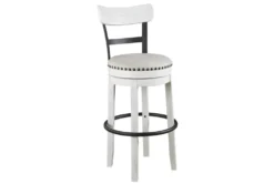 Emerson White Upholstered Swivel 30" Bar Stool