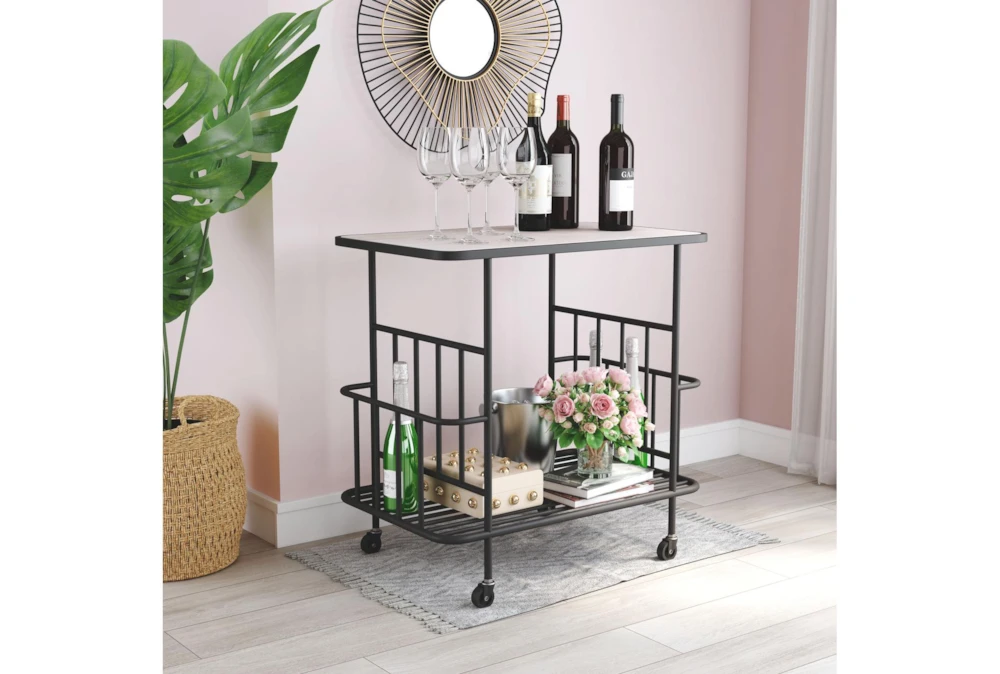 Wood & Black Frame Bar Cart 8 Wood & Black Frame Bar Cart - Image 8
