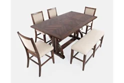 Claremont Oak 78" Counter Set With Bench For 6