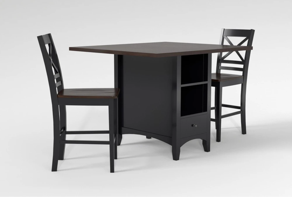 Kennedy Black 48" Counter With X Back Stools Set For 2 2 Kennedy Black 48" Counter With X Back Stools Set For 2 - Image 2