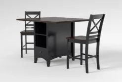 Kennedy Black 48" Counter With X Back Stools Set For 2 8 Kennedy Black 48" Counter With X Back Stools Set For 2 -KitchenCraft Store 284205 black wood counter height set side 19
