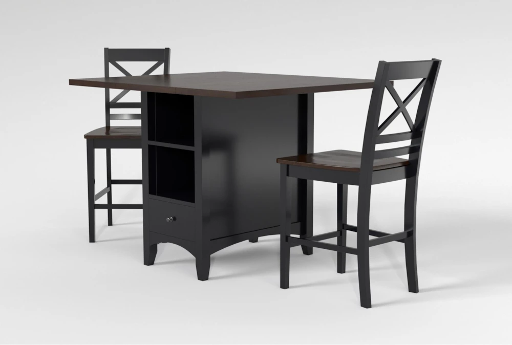 Kennedy Black 48" Counter With X Back Stools Set For 2 3 Kennedy Black 48" Counter With X Back Stools Set For 2 - Image 3