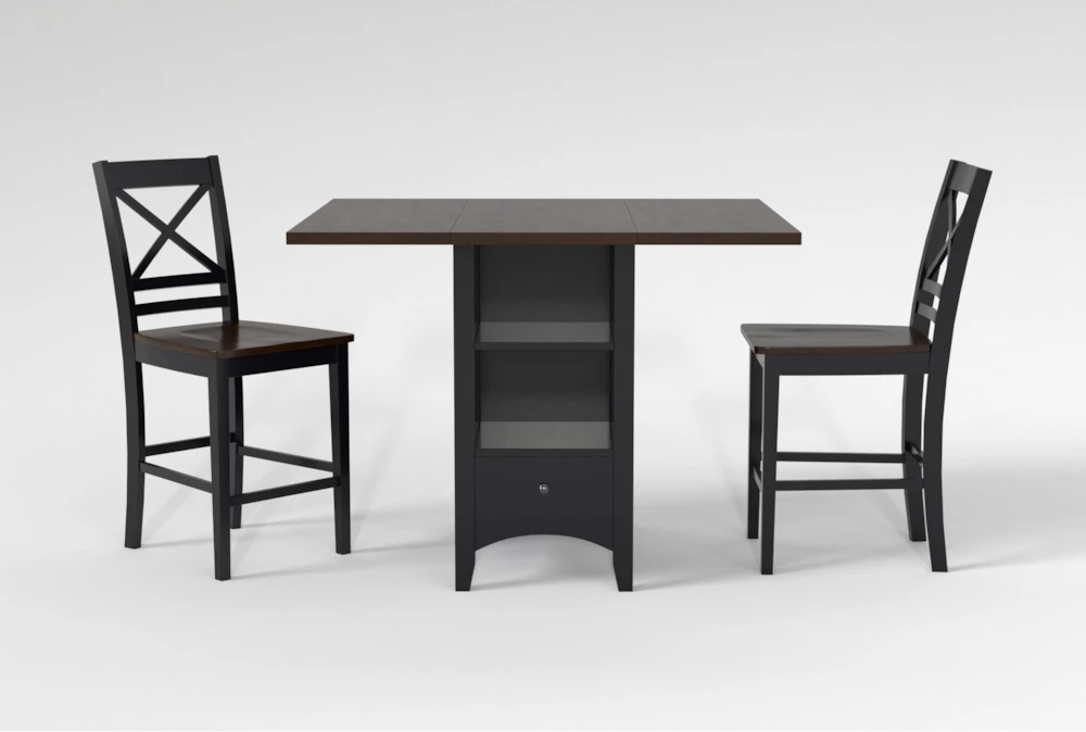 Kennedy Black 48" Counter With X Back Stools Set For 2 1 Kennedy Black 48" Counter With X Back Stools Set For 2