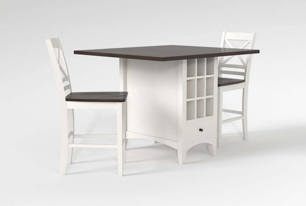 Kennedy White 48" Counter With X Back Stools Set For 2 2 Kennedy White 48" Counter With X Back Stools Set For 2 - Image 2
