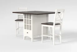 Kennedy White 48" Counter With X Back Stools Set For 2 8 Kennedy White 48" Counter With X Back Stools Set For 2 -KitchenCraft Store 284209 white wood counter height set side 19