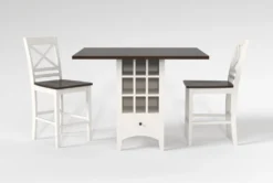 Kennedy White 48" Counter With X Back Stools Set For 2