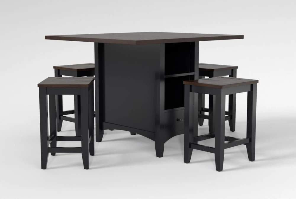 Kennedy Black 48" Counter With Backless Stools Set For 4 2 Kennedy Black 48" Counter With Backless Stools Set For 4 - Image 2