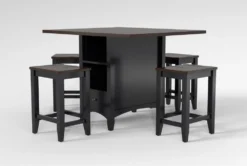Kennedy Black 48" Counter With Backless Stools Set For 4 8 Kennedy Black 48" Counter With Backless Stools Set For 4 -KitchenCraft Store 284215 black wood dining set side 19